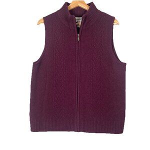 Vintage 90s Pendleton Sweater Womens Vest Large Lambs Wool Burgundy Full Zip Red